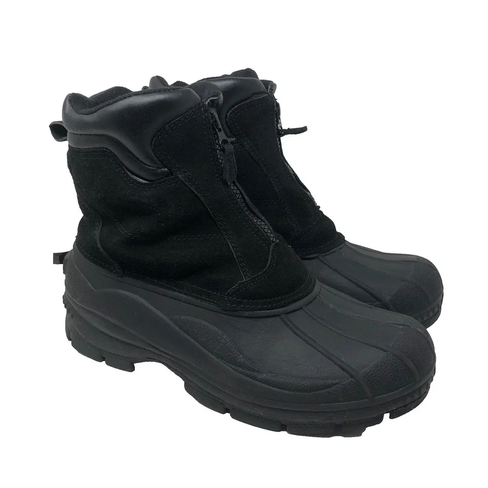 Elk Woods Slushy Snow Boots Mens 9 Black Suede Zip Outdoor Waterproof Hiking